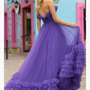 NWOT Sherri Hill *Blue* Ruffled Ball Gown